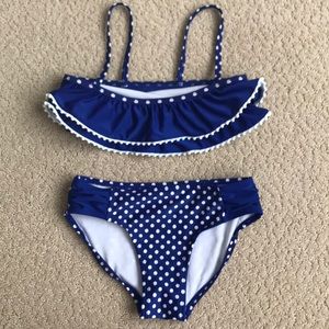 Cat & Jack blue & white polka dot bikini, S 6/6x